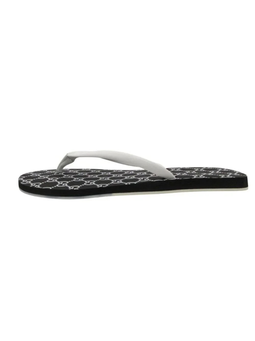 Gucci Beach Sandals Thong Flat Slide GG Pattern Shoes Black